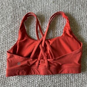 lululemon energy racerback sports bra bright orange women’s size 8